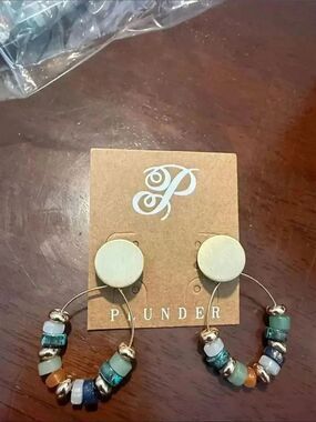 Plunder Multicolor Beaded Hoop Earrings with Gold Accents